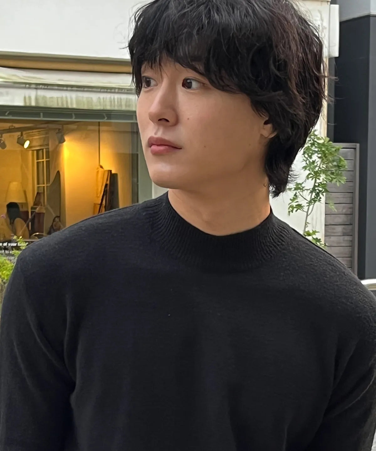 Minimal Wool Half-Neck Knit [Black]
