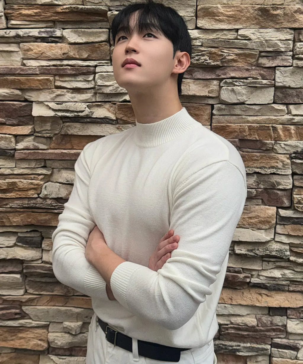 Minimal Wool Half-Neck Knit [Ivory]