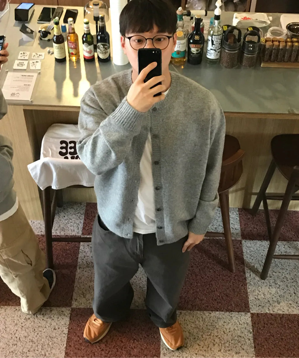 Minimal Wool Half-Neck Knit [Gray]