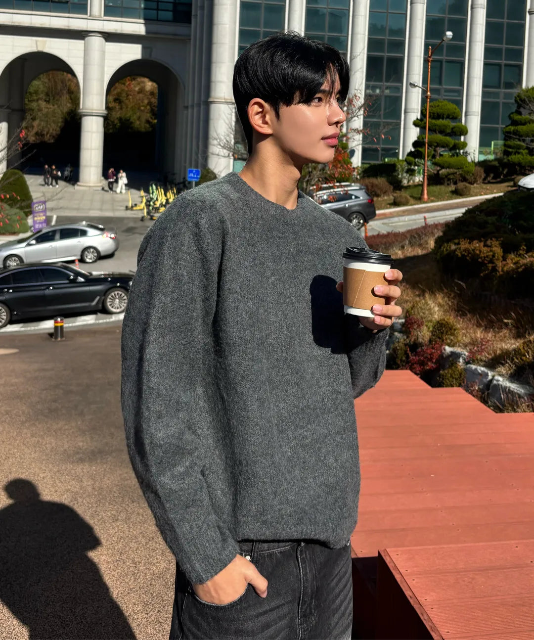 Wool Mohair Crewneck Knit [Charcoal]