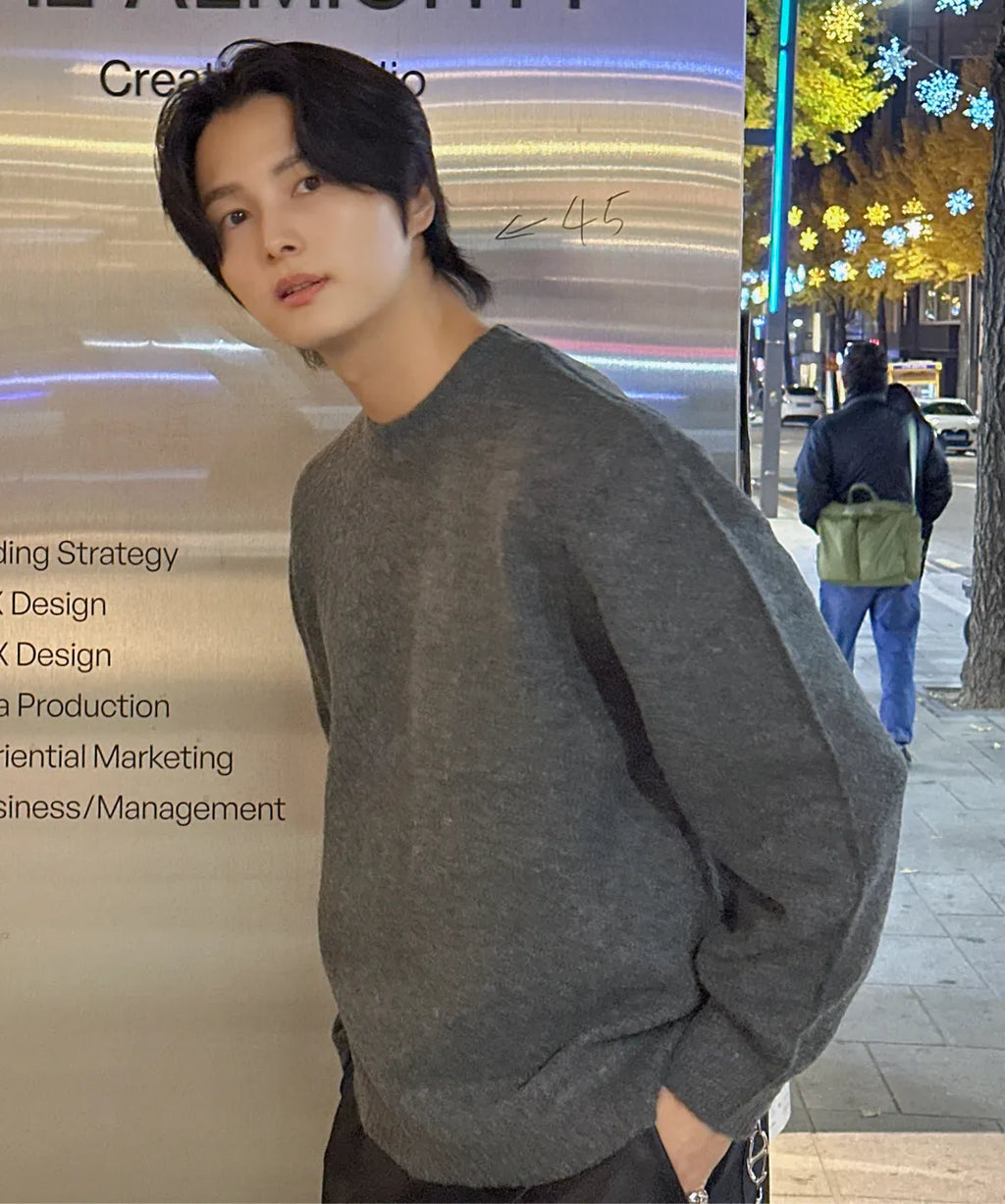 Wool Mohair Crewneck Knit [Charcoal]