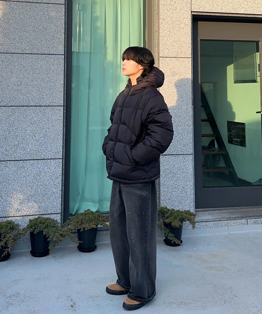 Balaclava Hooded Insulated Puffer Jacket [Black]