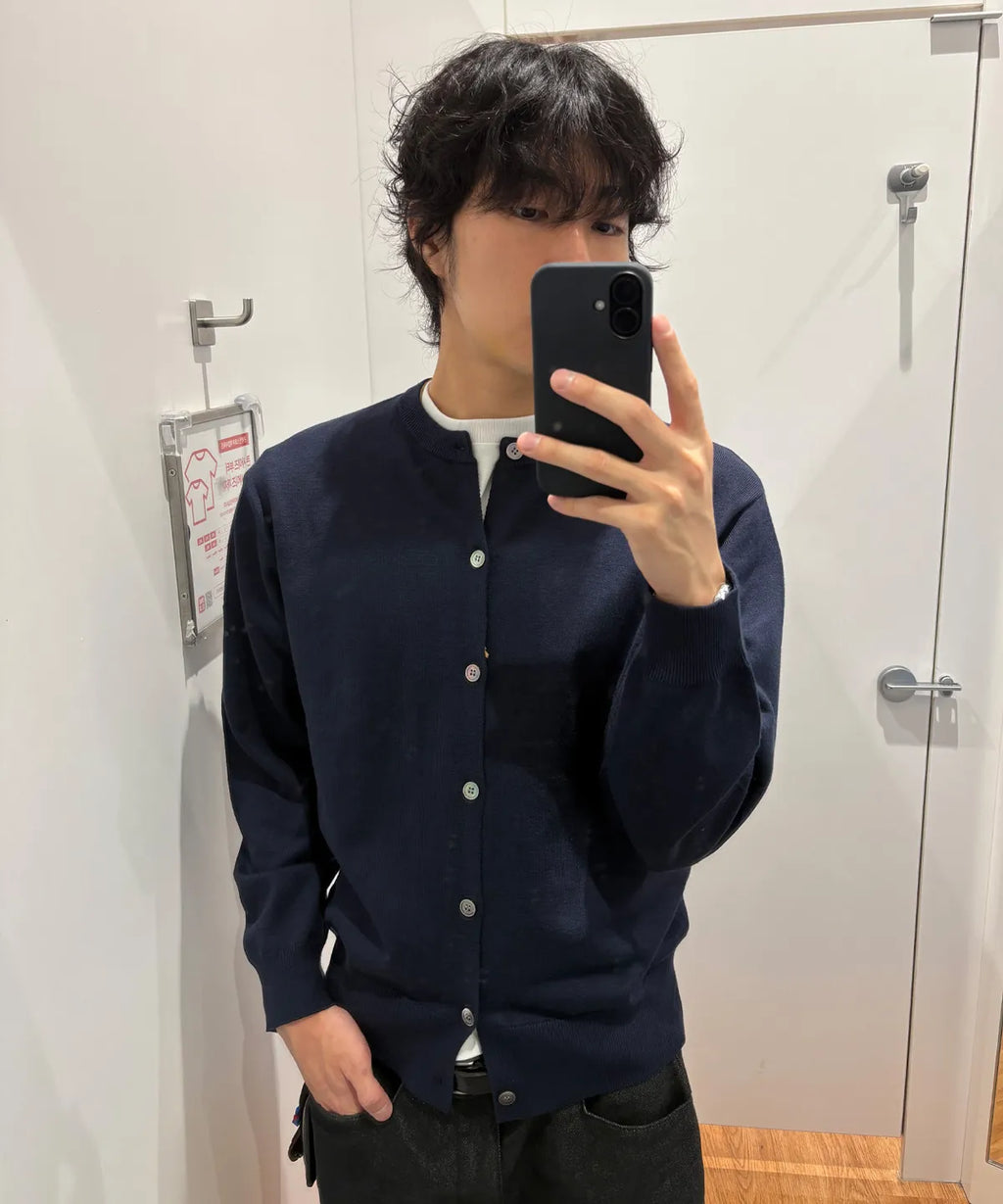 Everyday Round Knit Cardigan [Navy]