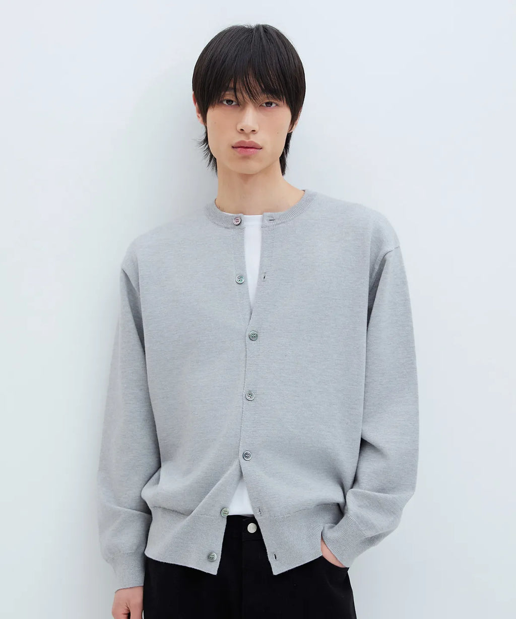 Everyday Round Knit Cardigan [Light Gray]