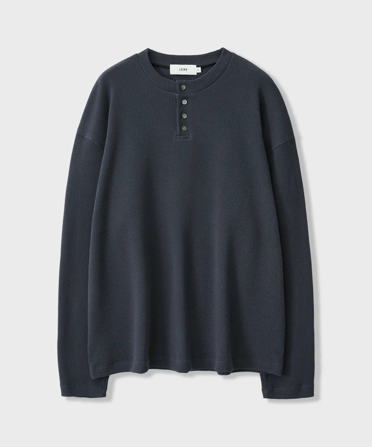 Waffle Henley Long Sleeve T-Shirt [Navy]