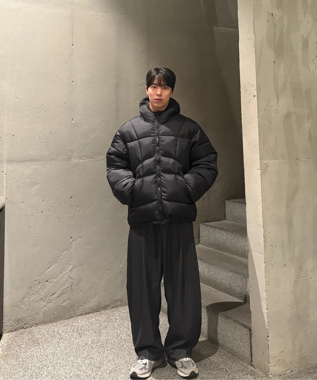 Balaclava Hooded Insulated Puffer Jacket [Black]