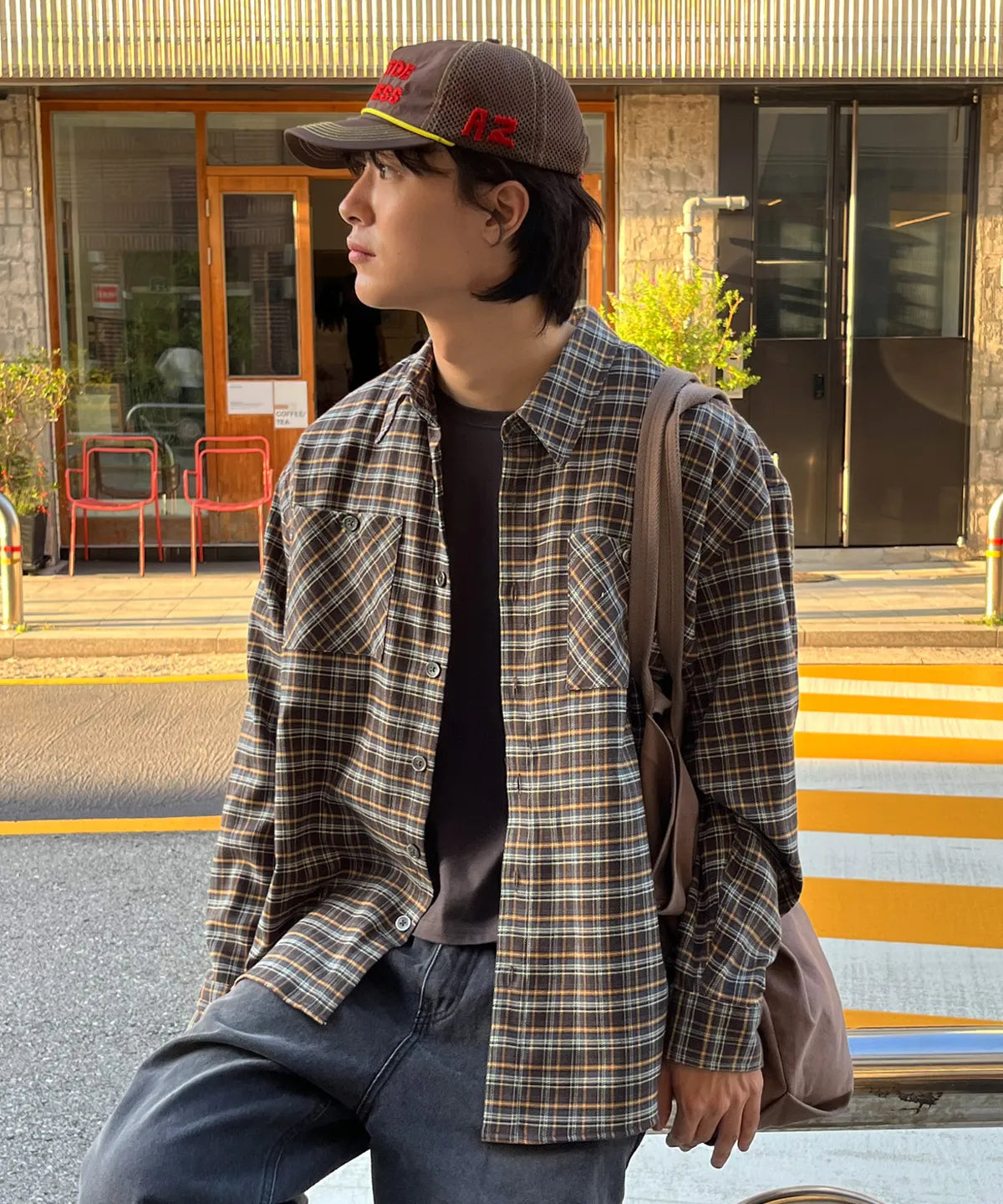 Two-Pocket Vintage Check Shirt [Brown]