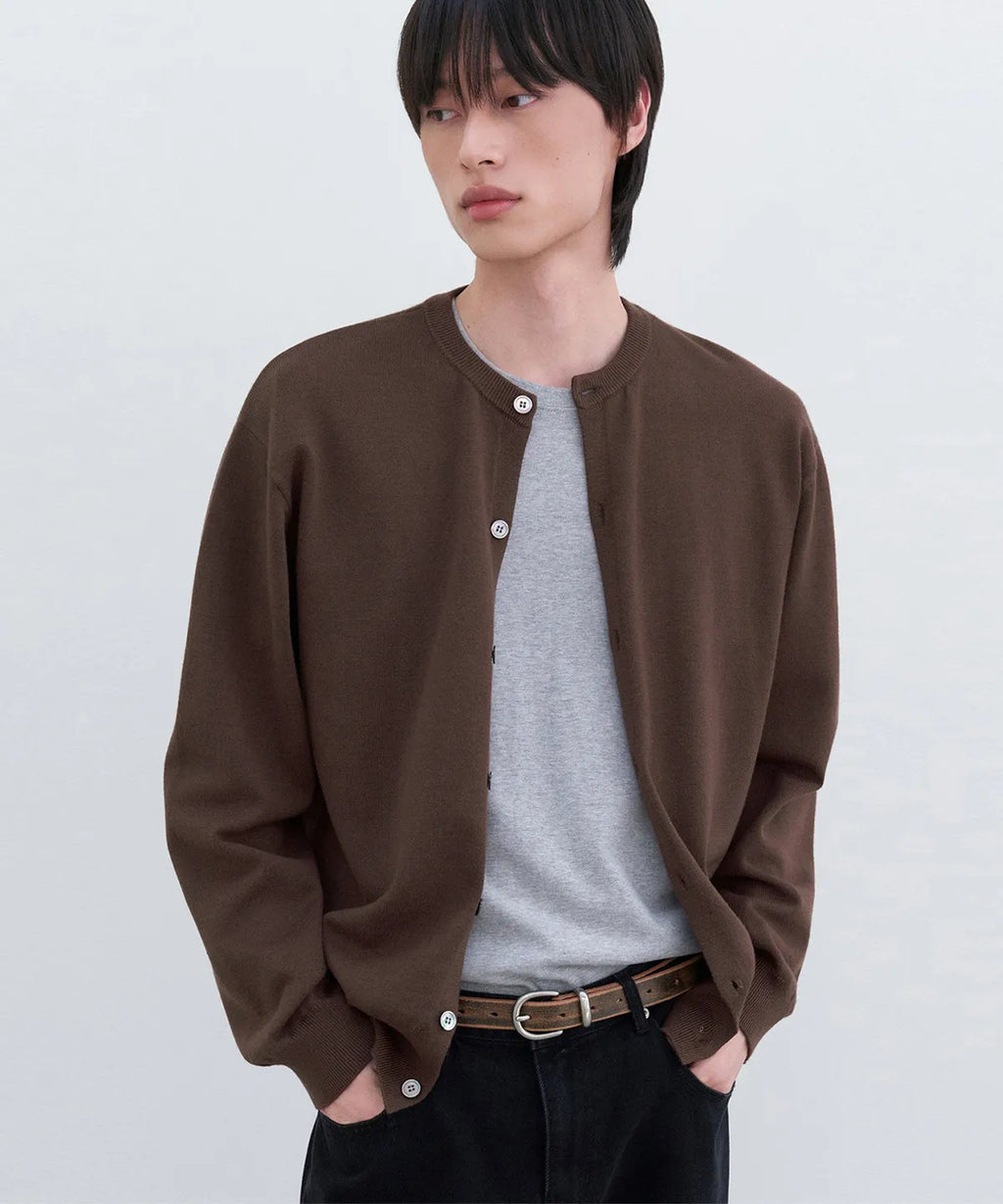 Everyday Round Knit Cardigan [Brown]