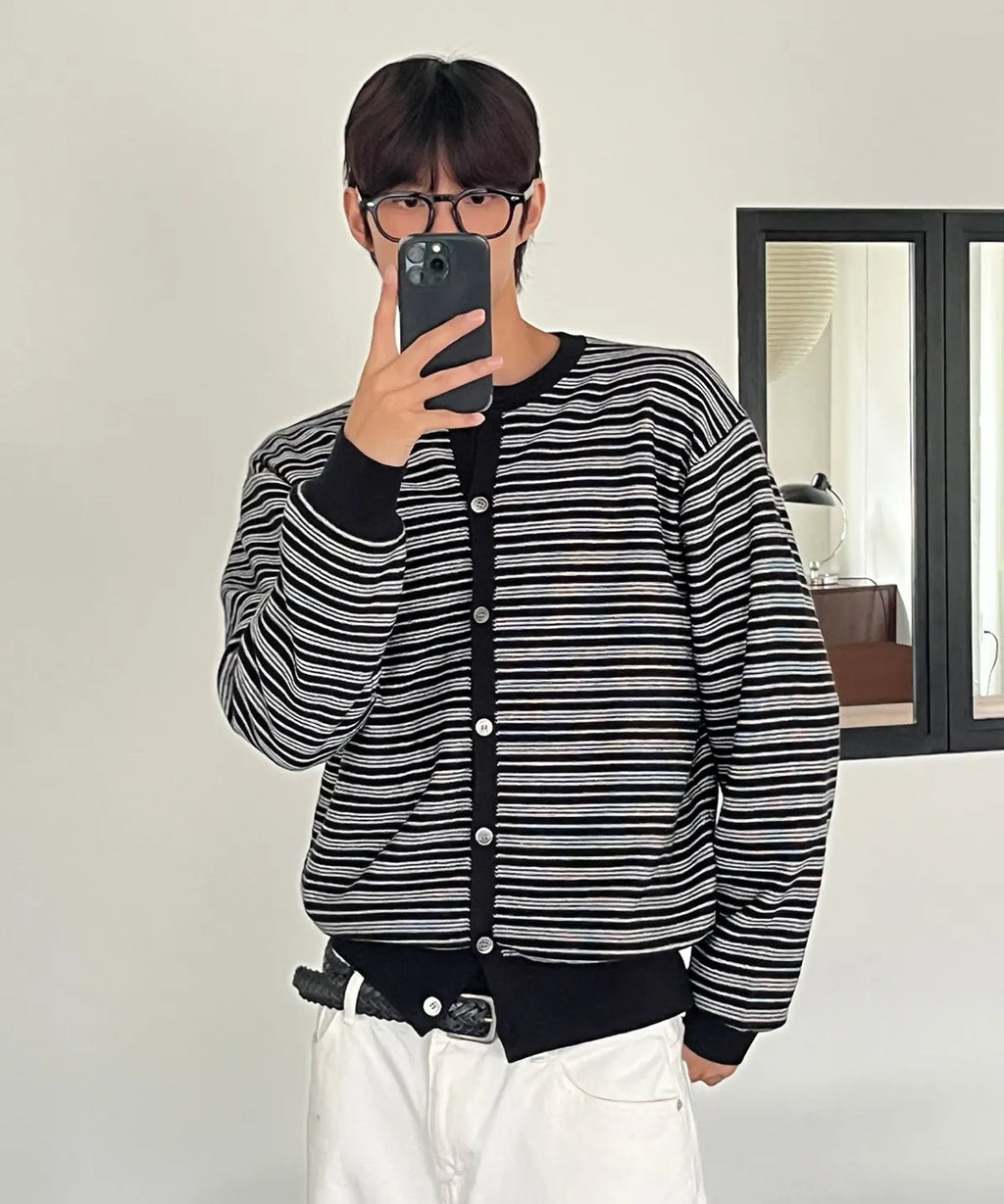 Everyday Round Knit Cardigan [Black ST]