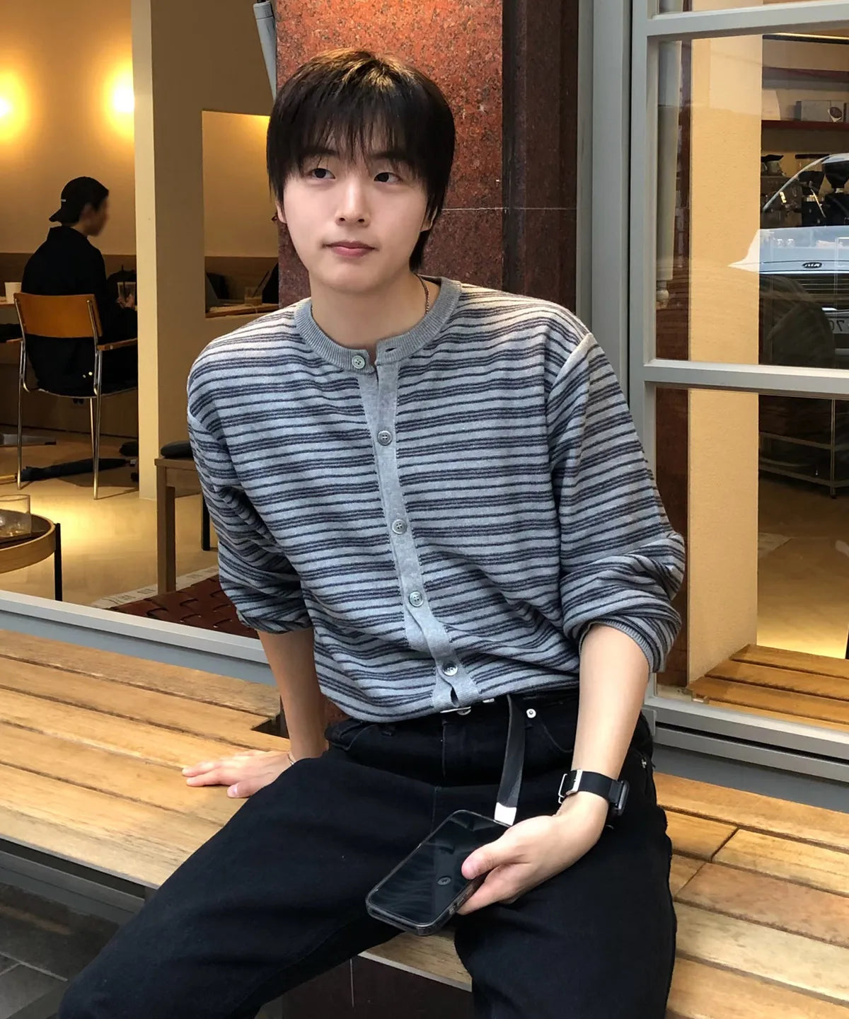 Everyday Round Knit Cardigan [Gray ST]