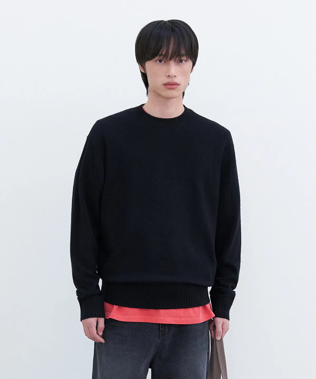 Essential Wool Crewneck Knit [Black]