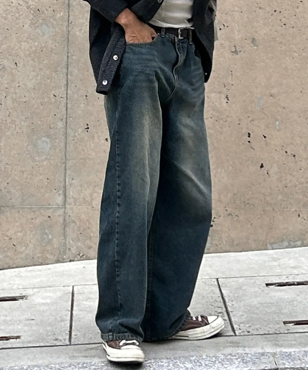 Everyday Curved Denim Pants [Washed Blue]