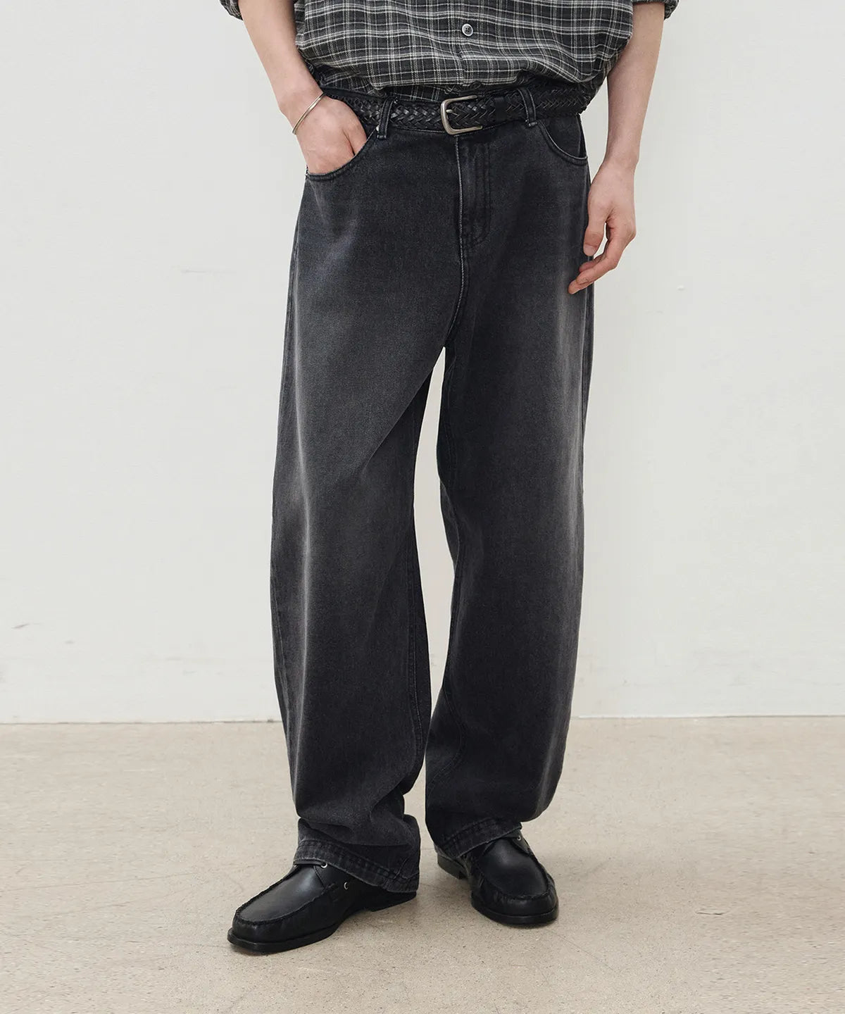 Everyday Curved Denim Pants [Mid Black]