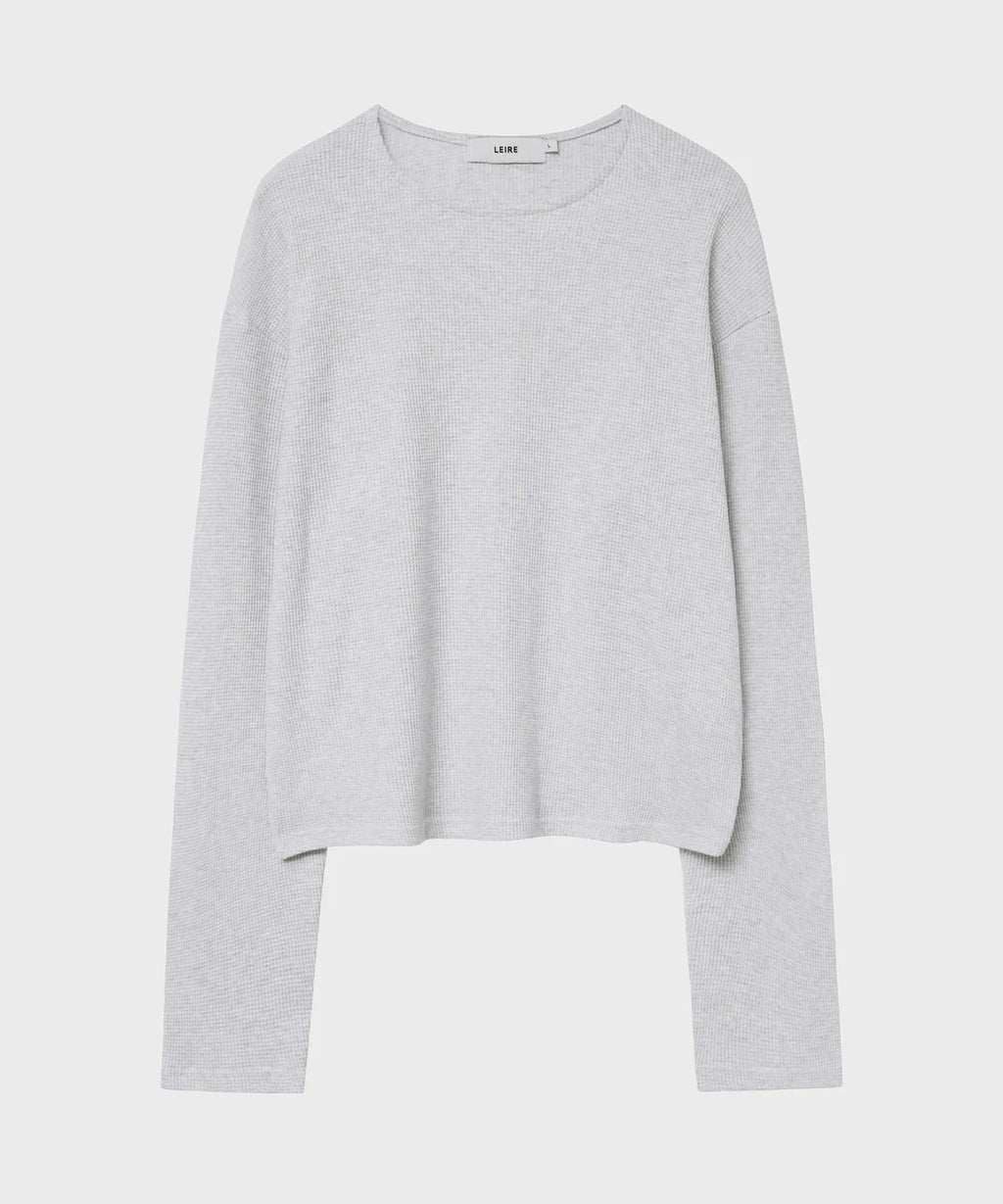 Waffle Crop Long Sleeve T-shirt [White Melange]