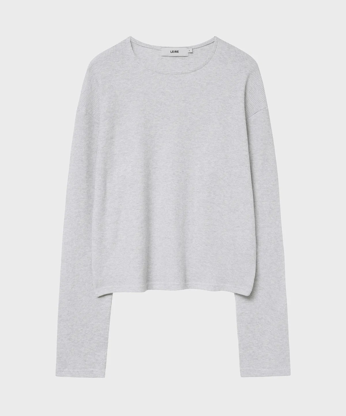 Waffle Crop Long Sleeve T-shirt [White Melange]