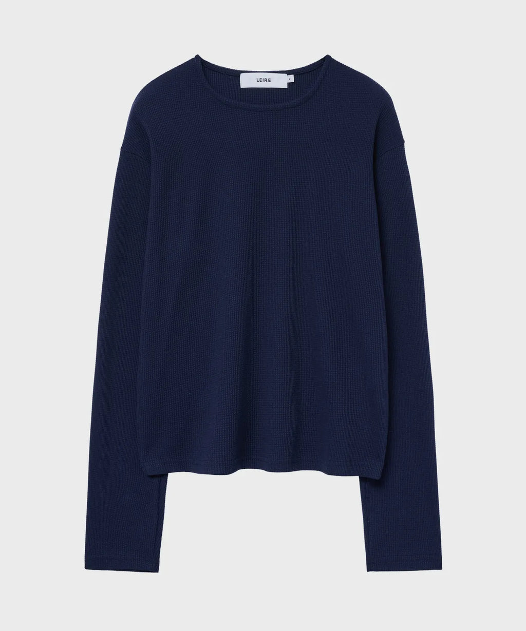 Waffle Crop Long Sleeve T-shirt [Deep Navy]