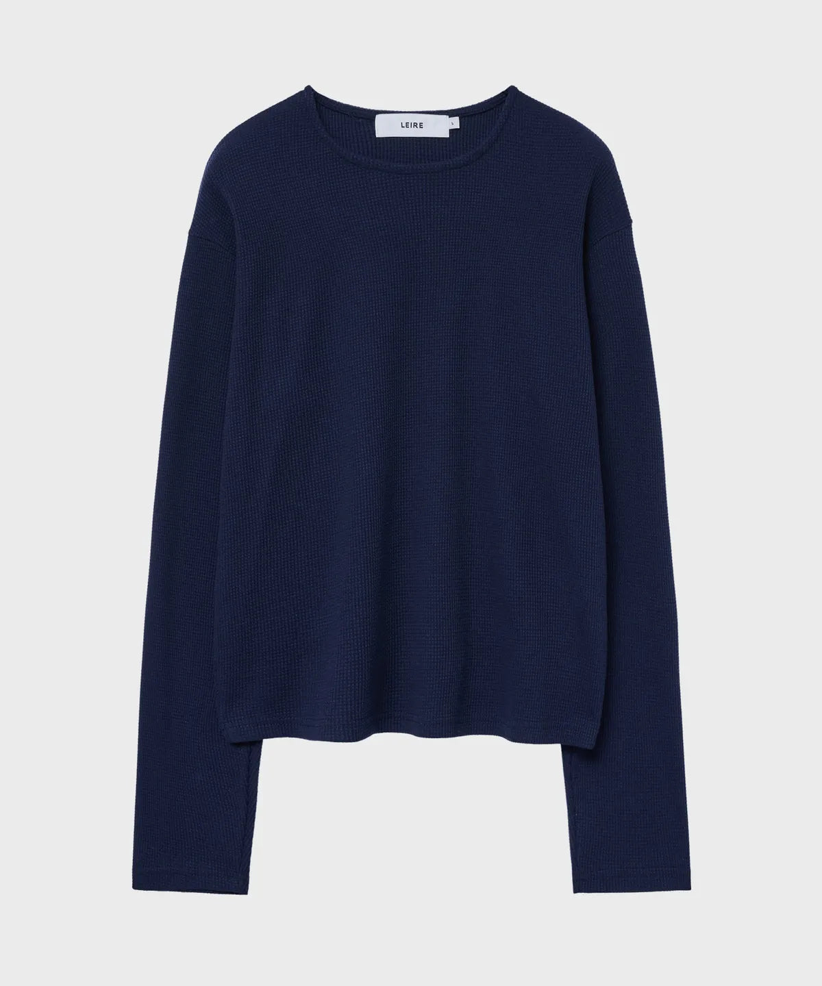 Waffle Crop Long Sleeve T-shirt [Deep Navy]