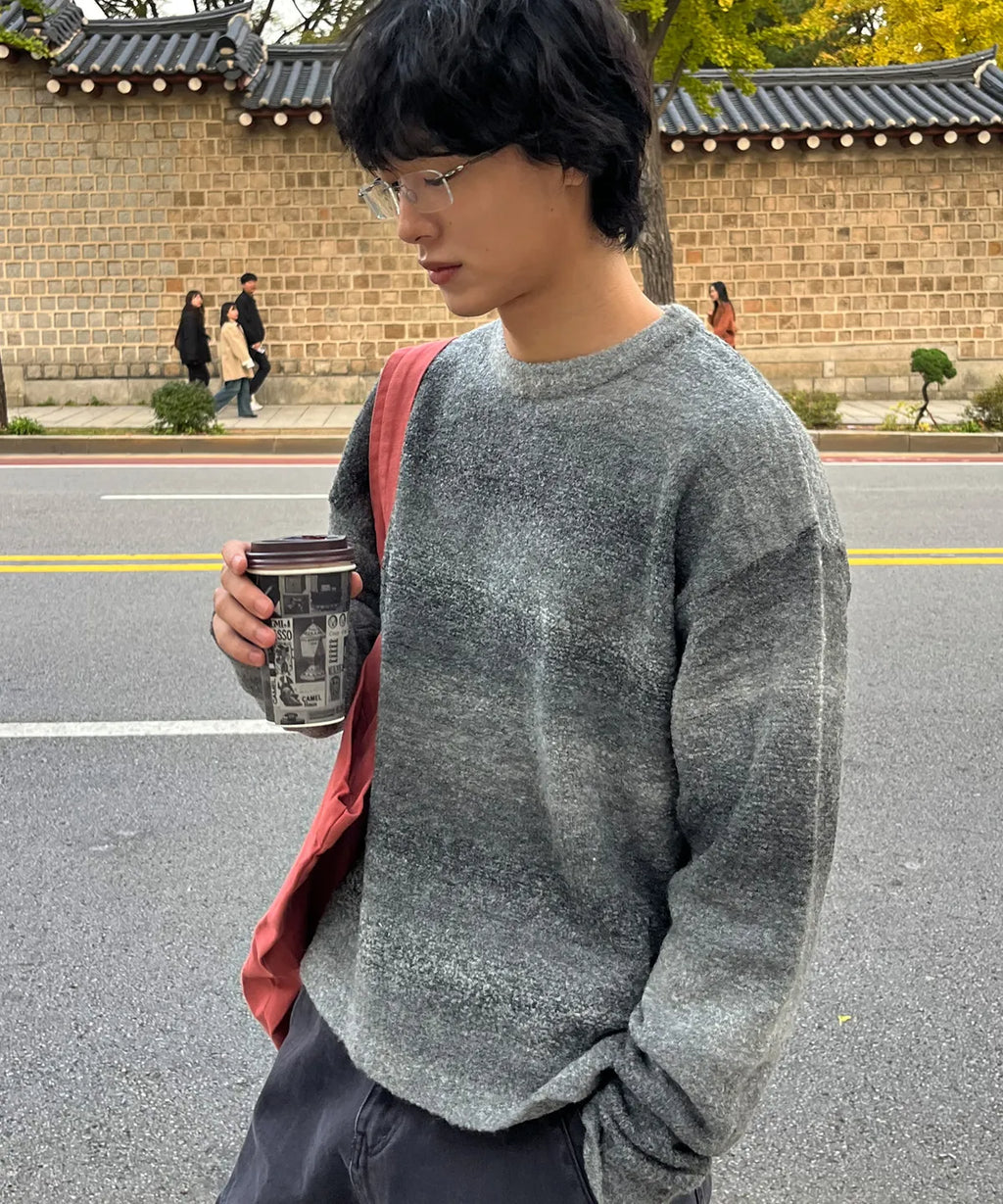 Gradient Crop Oversized Knit [Charcoal]