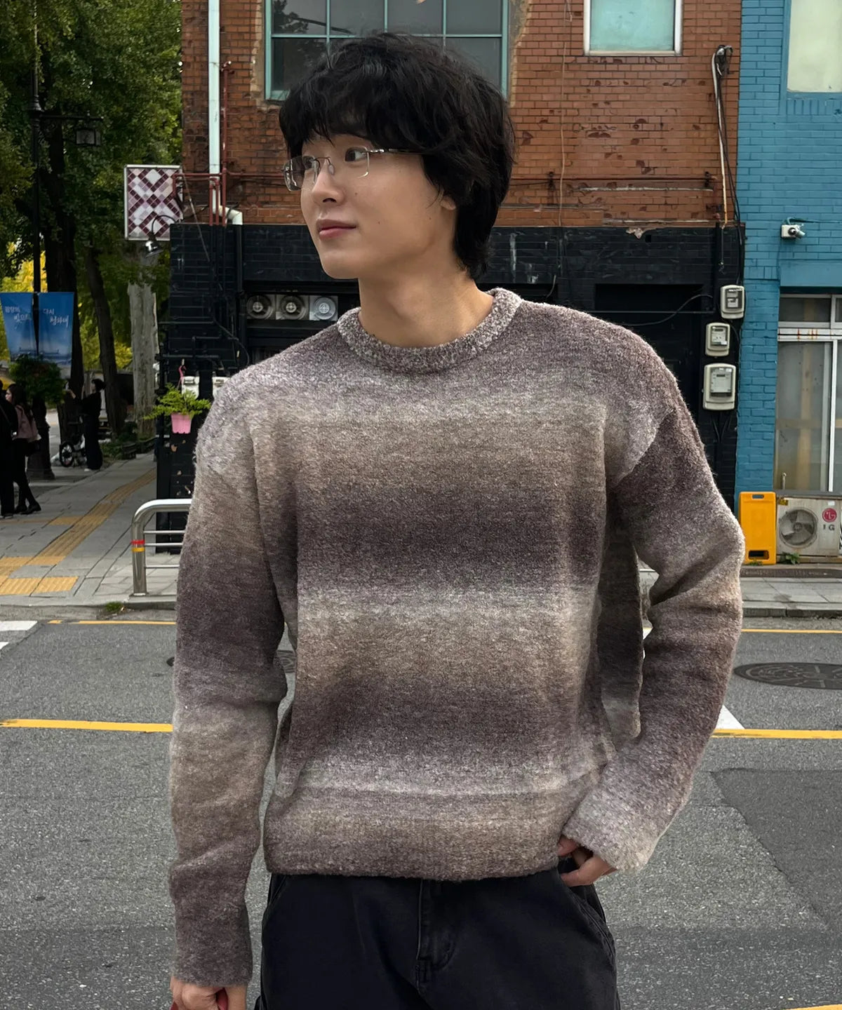 Gradient Crop Oversized Knit [Dusty Pink]