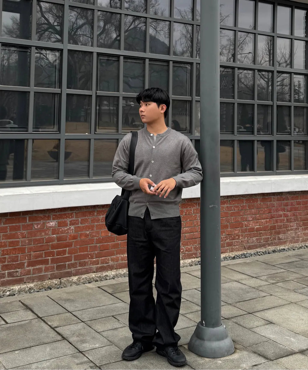 Everyday Round Knit Cardigan [Gray]