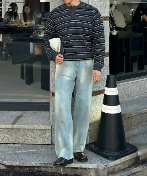 Everyday Curved Denim Pants [Damage Blue]