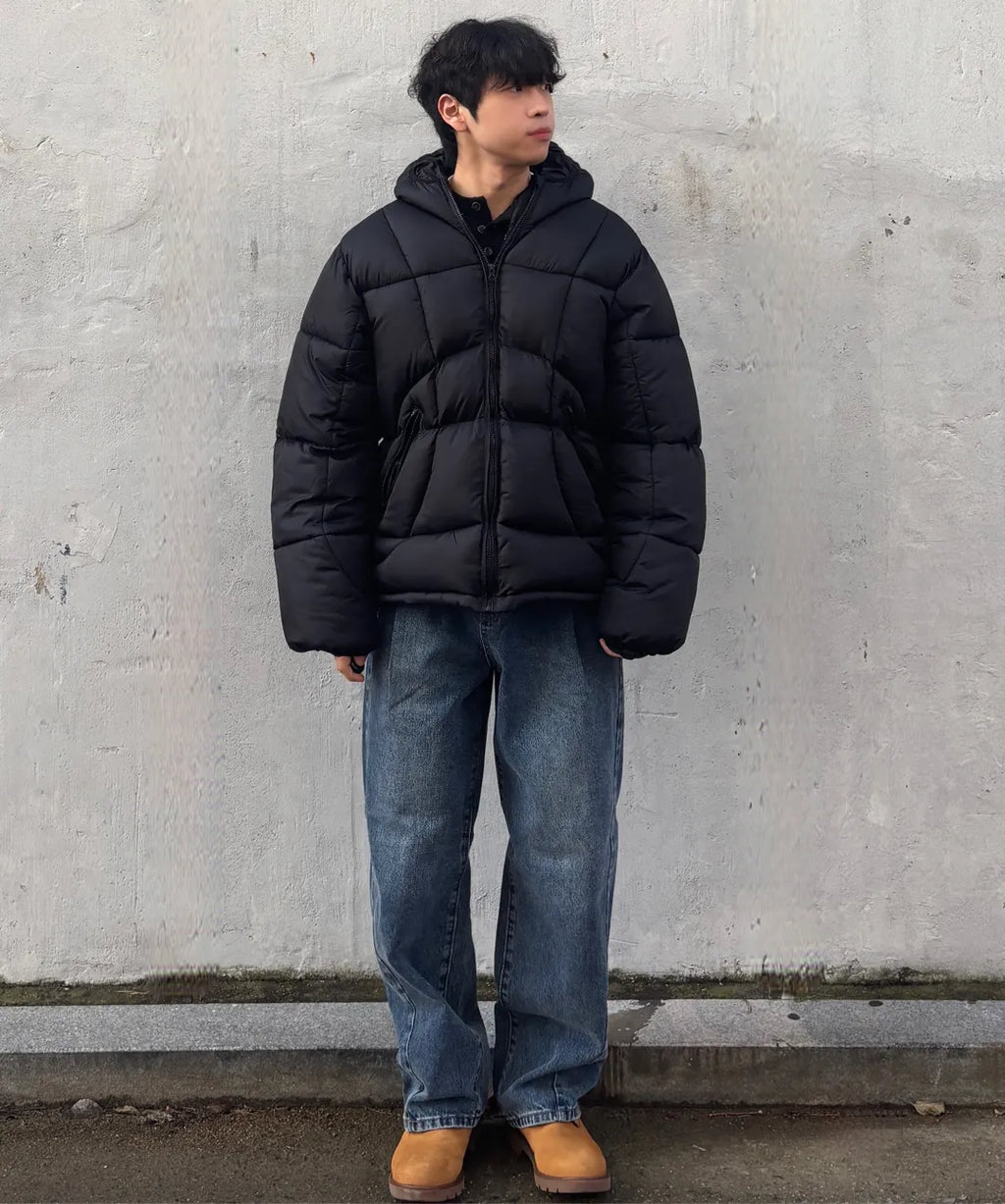 Balaclava Hooded Insulated Puffer Jacket [Black]