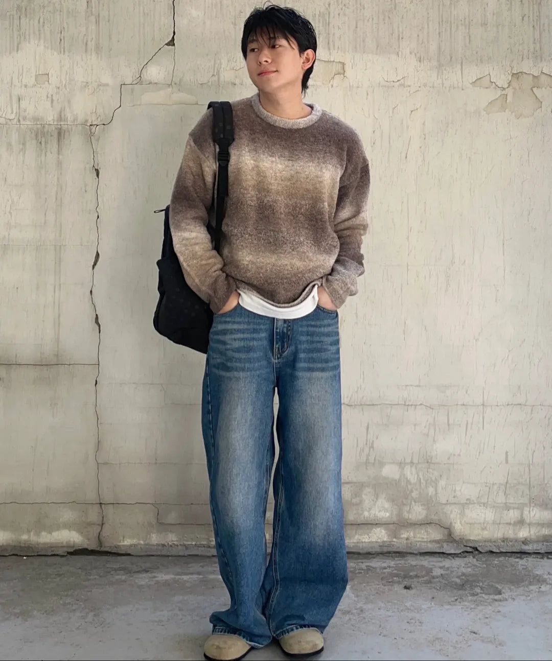 Gradient Crop Oversized Knit [Dusty Pink]