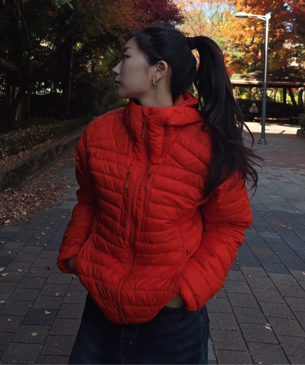 Essential Hooded Lightweight Insulated Jacket [Brick Red]