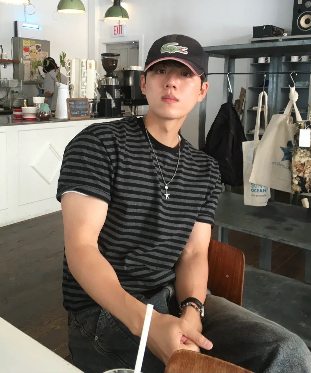 Essential Crop T-Shirt [Charcoal Stripe]