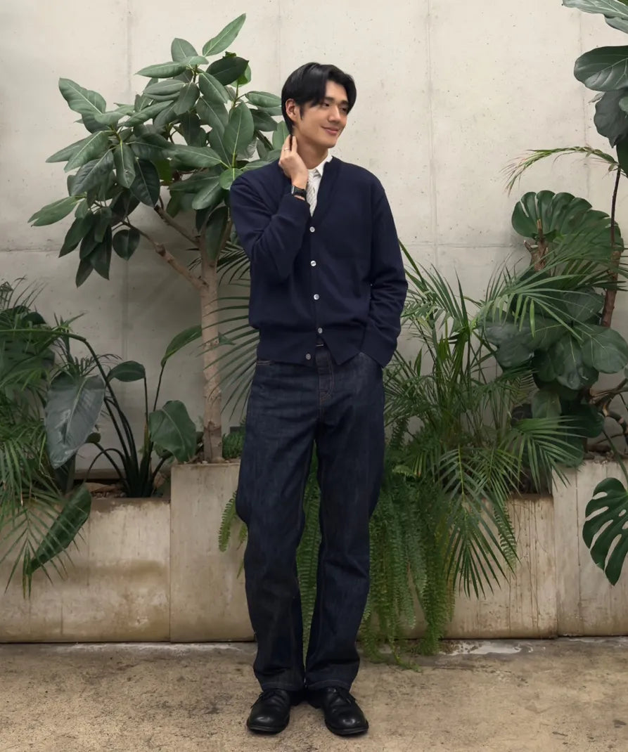 Everyday Round Knit Cardigan [Navy]