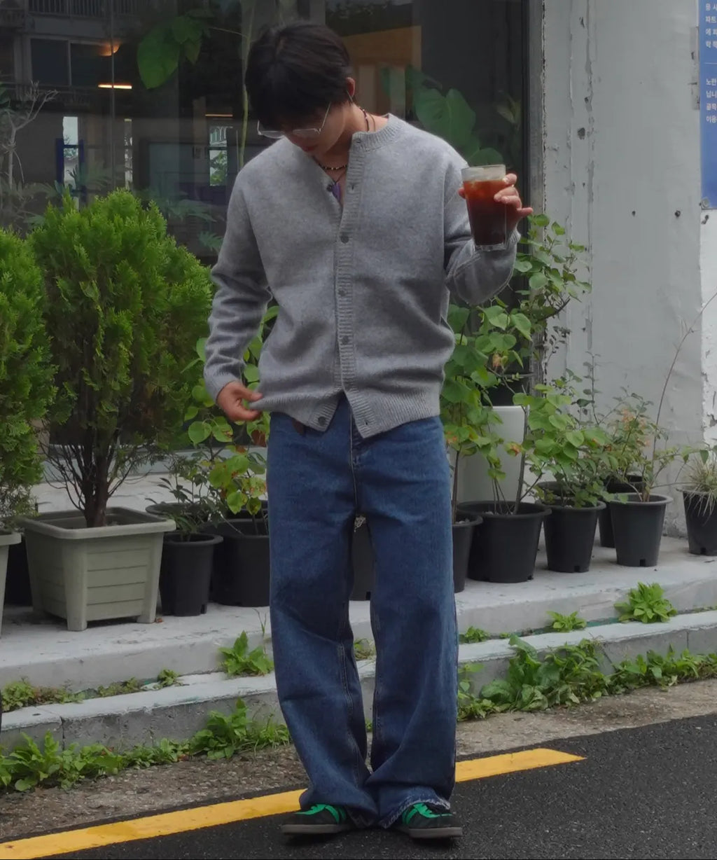 Minimal Wool Half-Neck Knit [Gray]