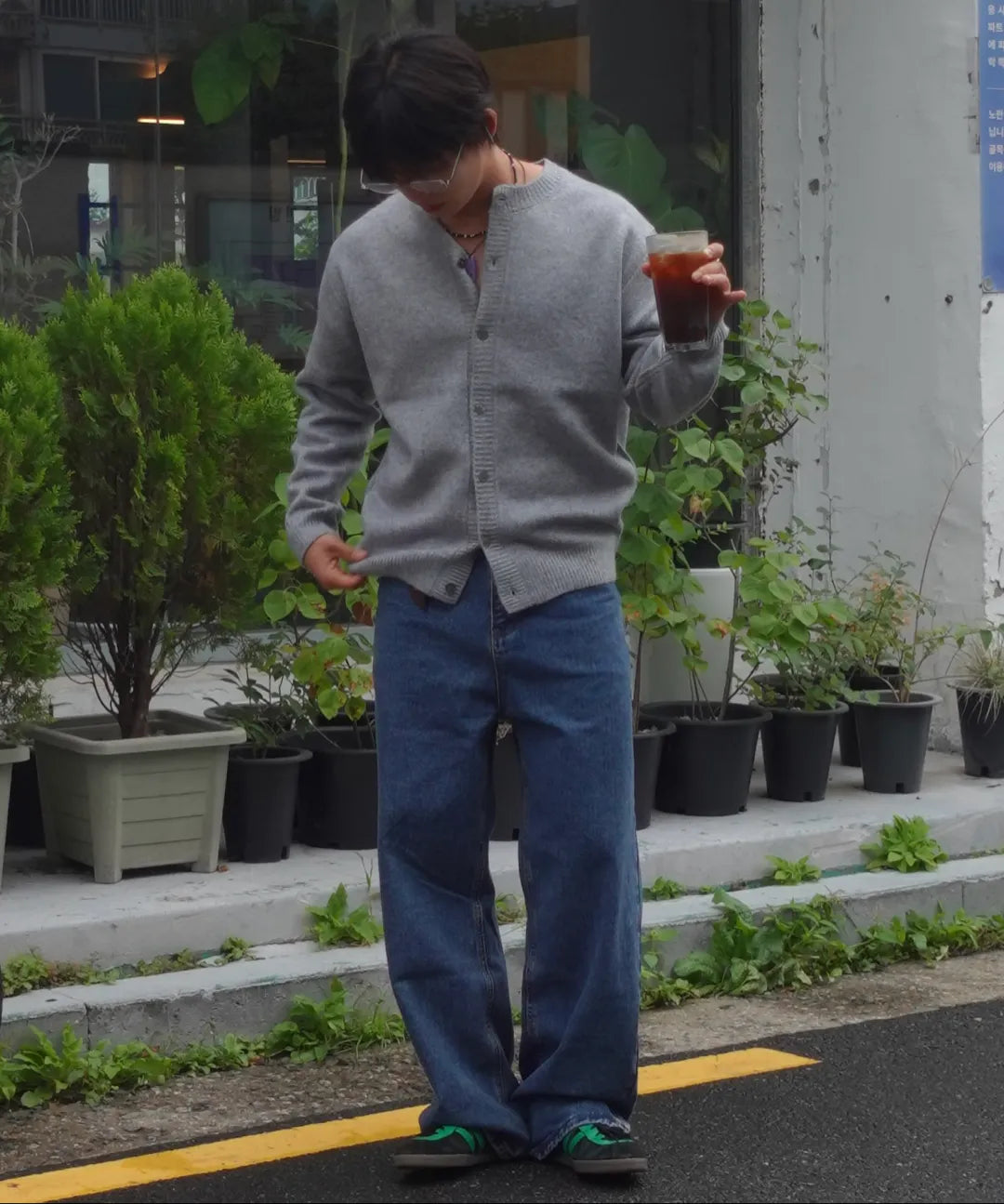 Minimal Wool Half-Neck Knit [Gray]