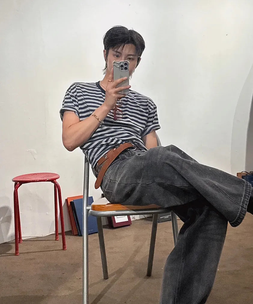 Essential Crop T-Shirt [Navy Stripe]