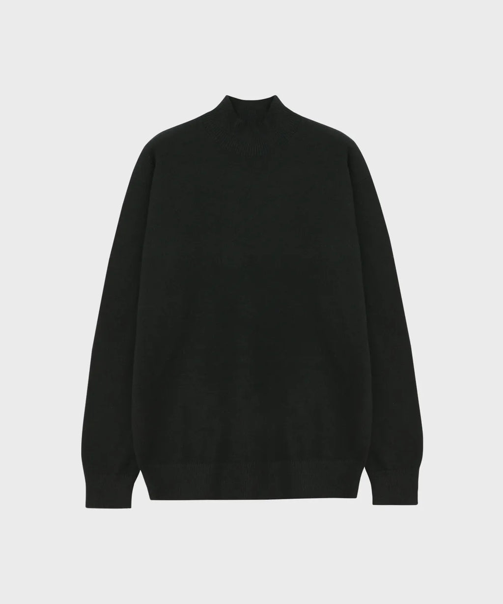 Minimal Wool Half-Neck Knit [Black]