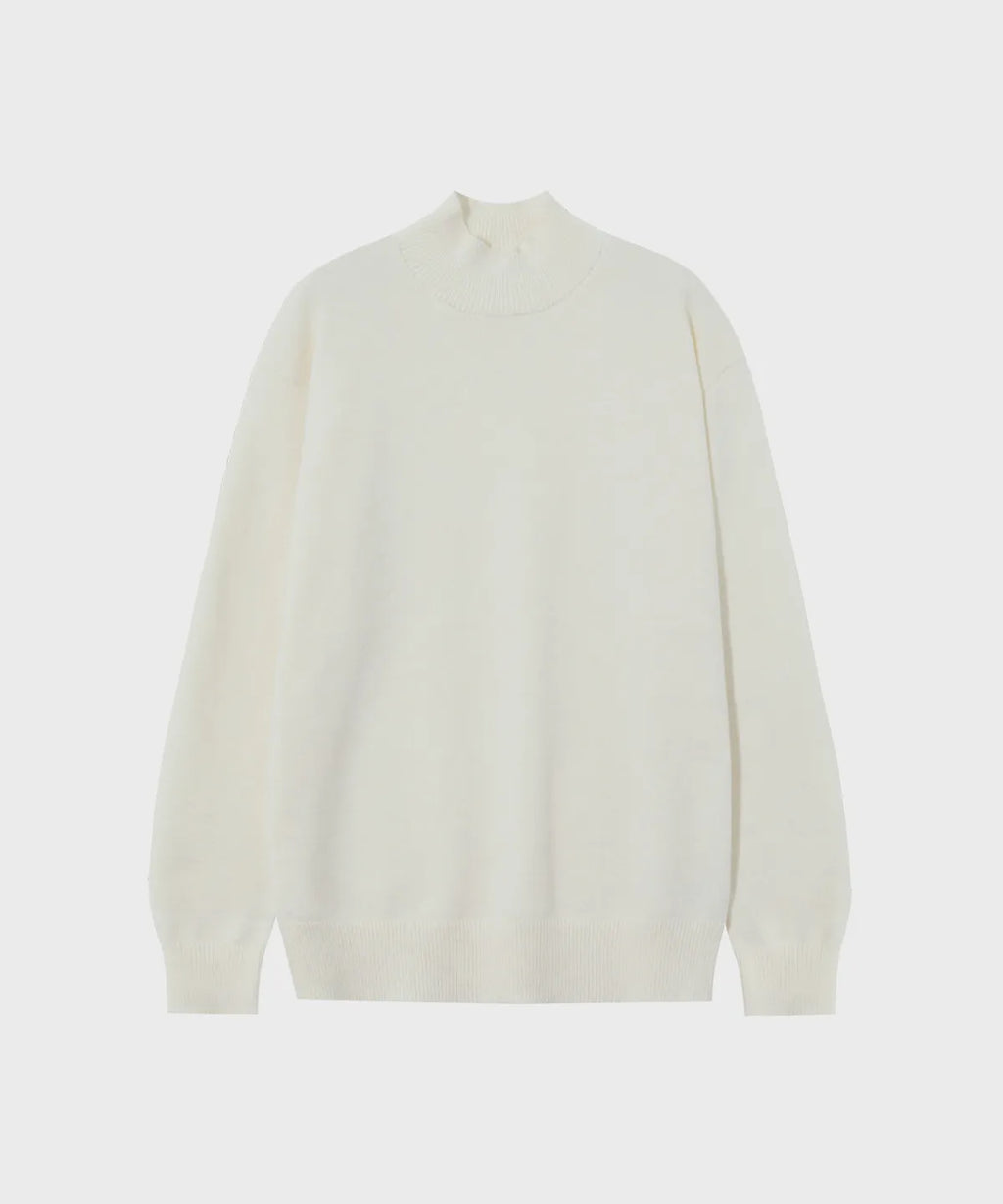 Minimal Wool Half-Neck Knit [Ivory]
