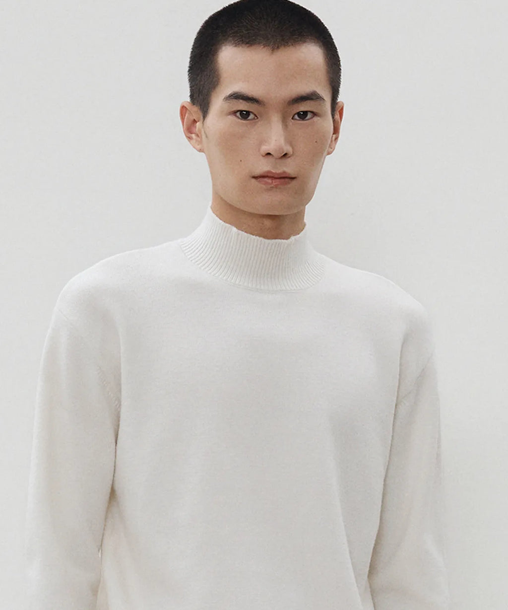Minimal Wool Half-Neck Knit [Ivory]