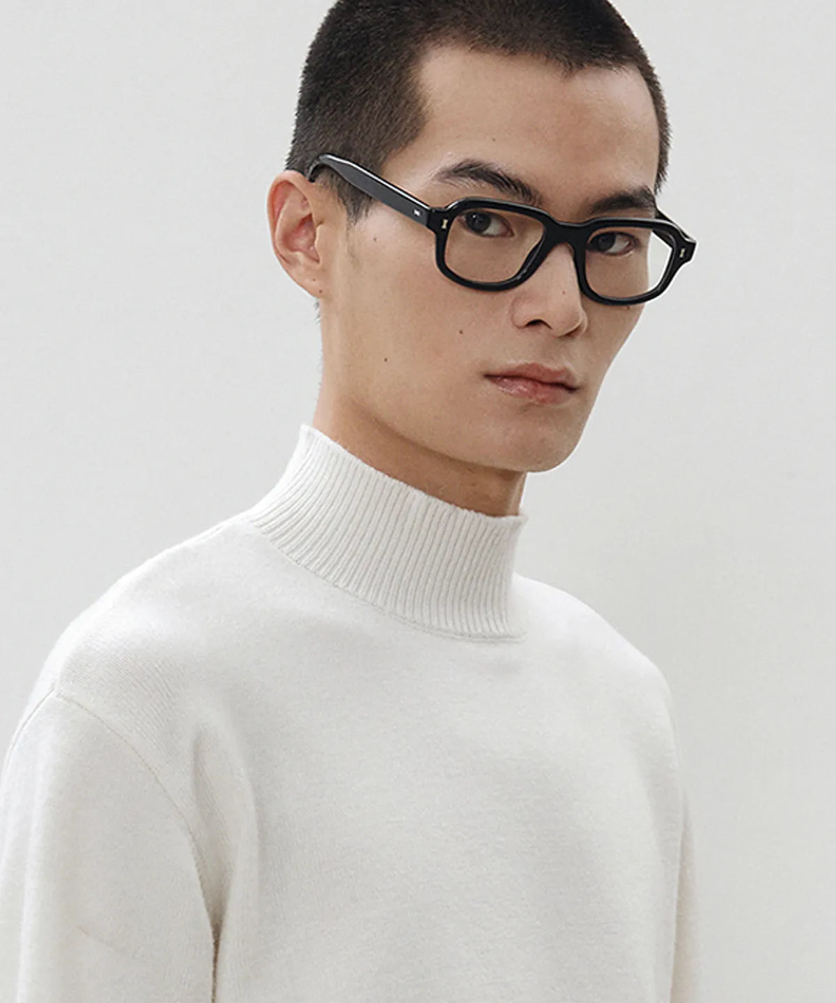 Minimal Wool Half-Neck Knit [Ivory]