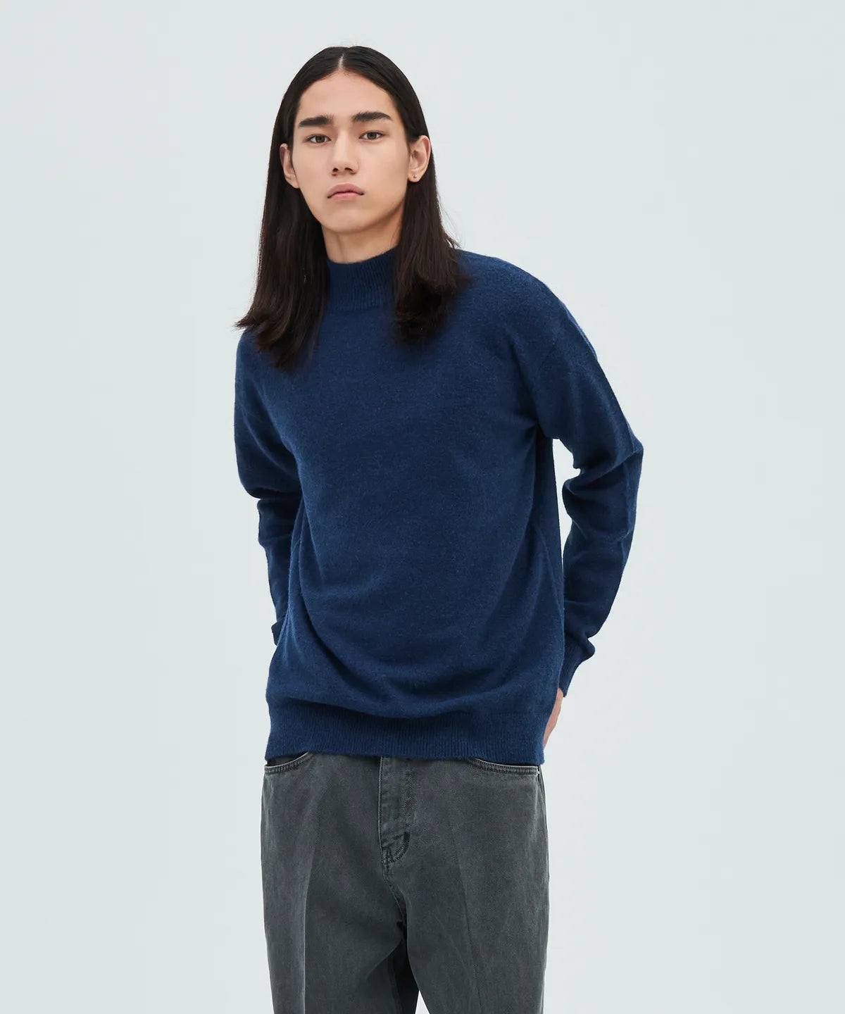 Minimal Wool Half-Neck Knit [Deep Blue]