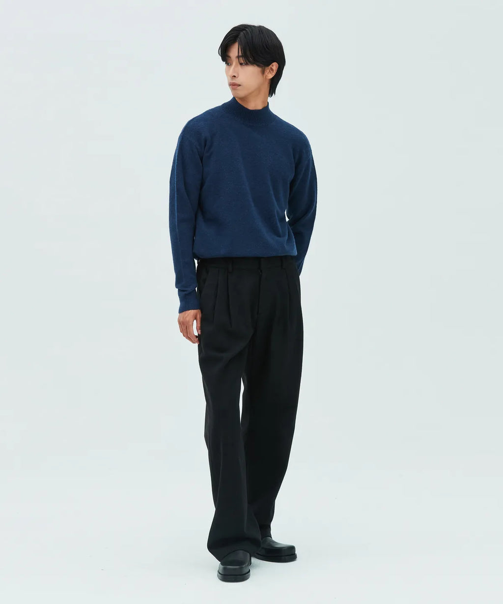 Minimal Wool Half-Neck Knit [Deep Blue]
