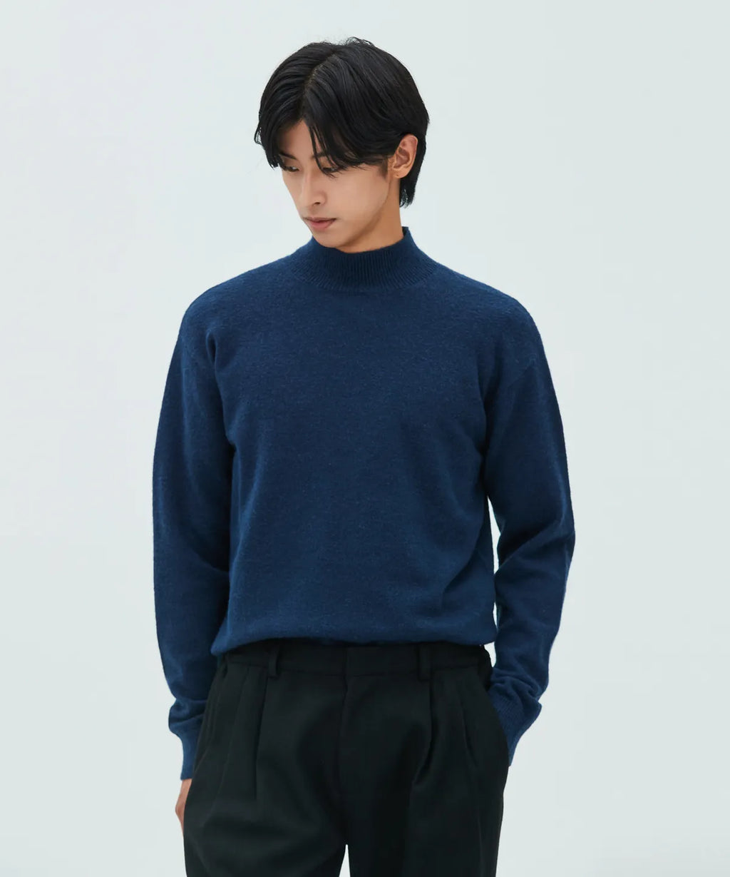 Minimal Wool Half-Neck Knit [Deep Blue]