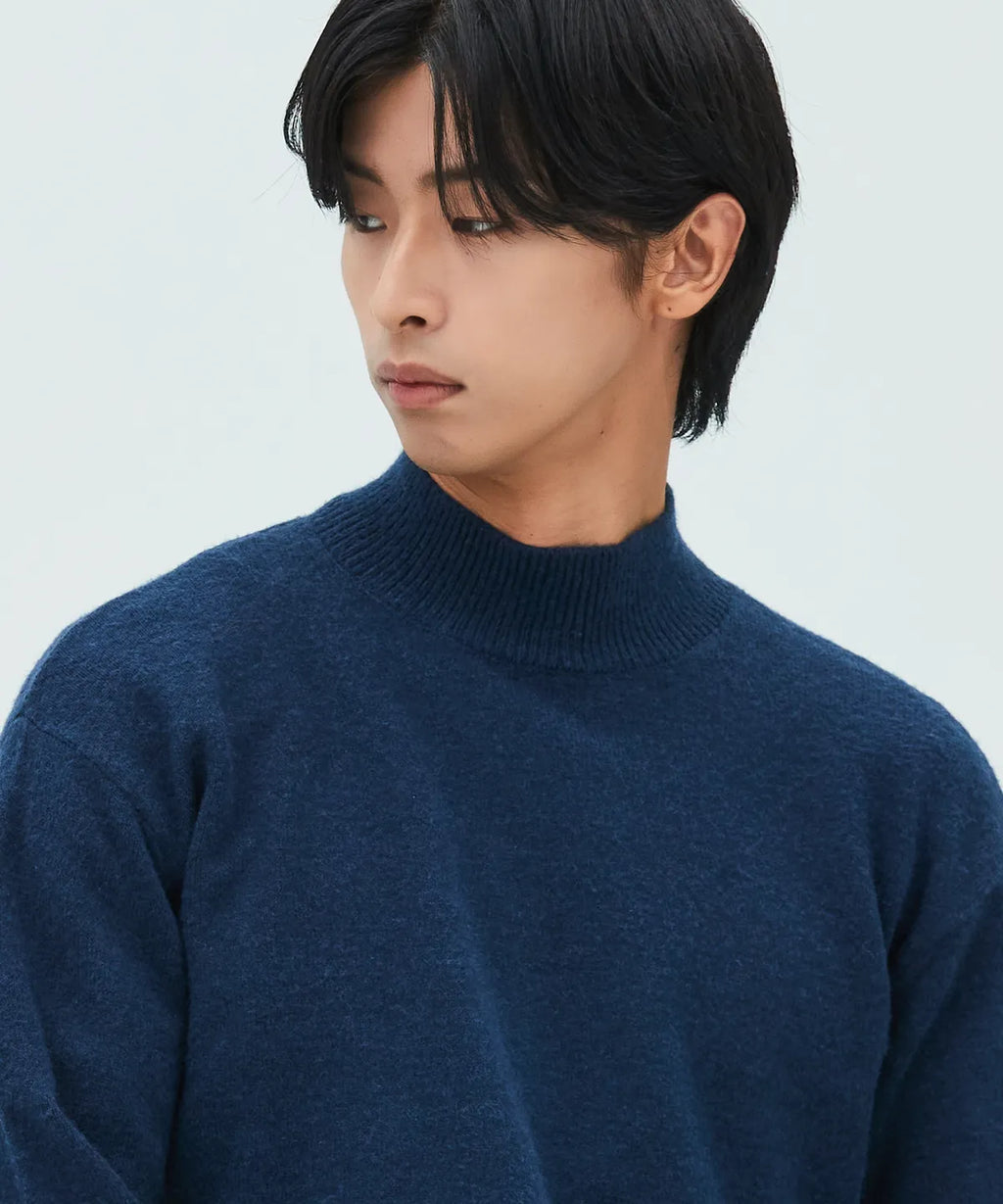 Minimal Wool Half-Neck Knit [Deep Blue]