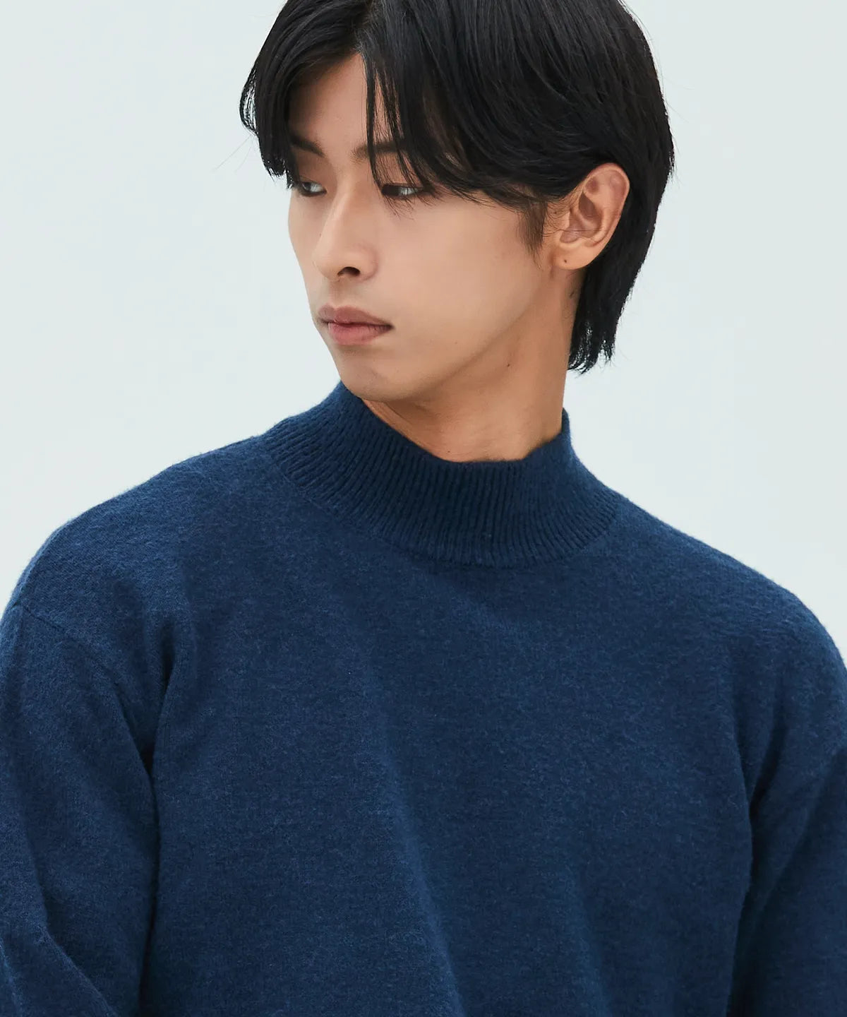 Minimal Wool Half-Neck Knit [Deep Blue]
