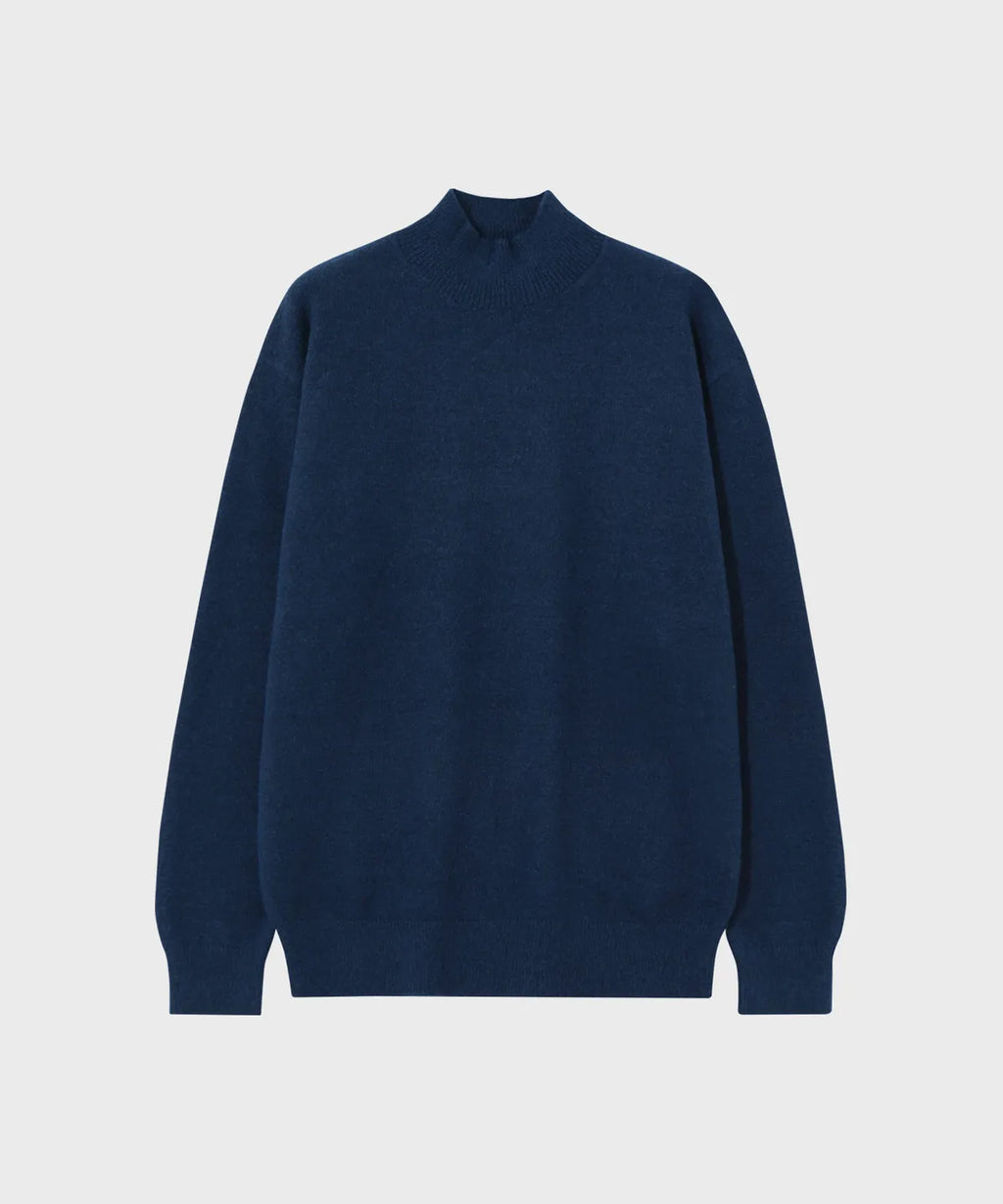 Minimal Wool Half-Neck Knit [Deep Blue]