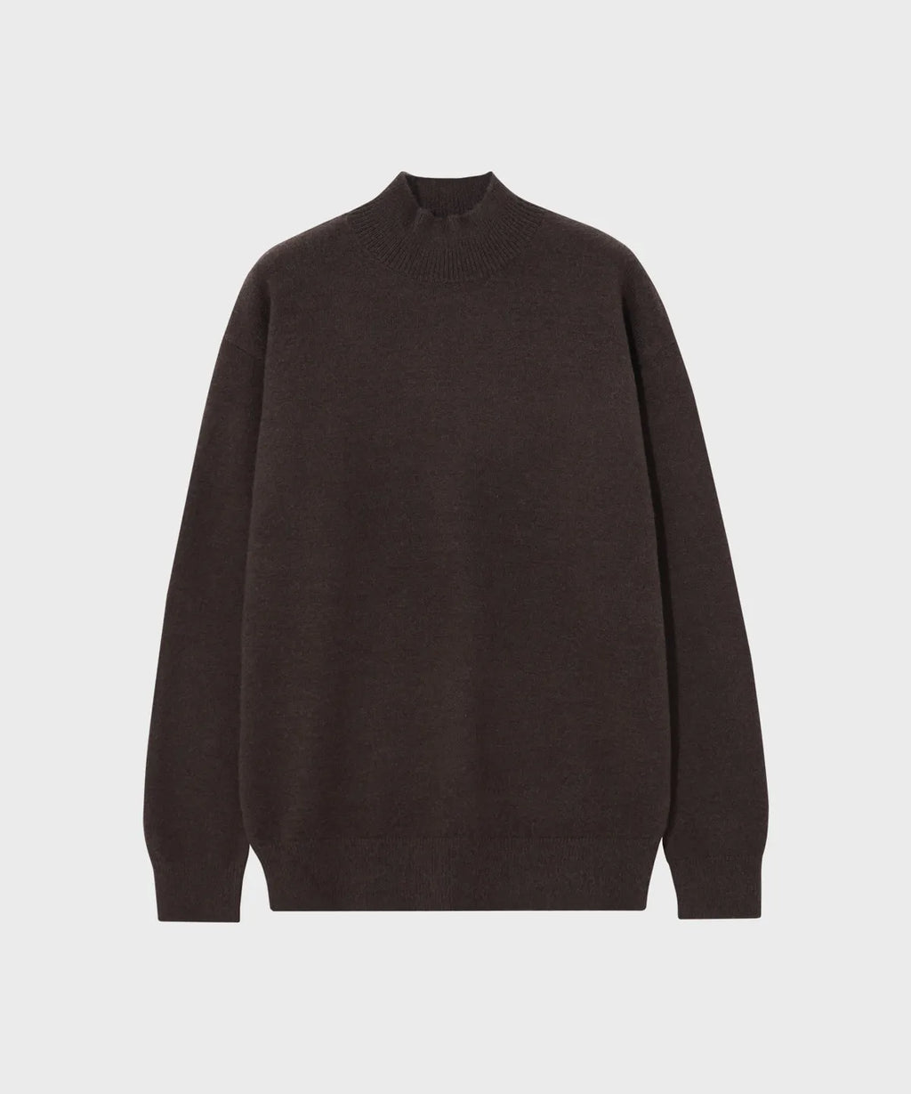 Minimal Wool Half-Neck Knit [Brown]