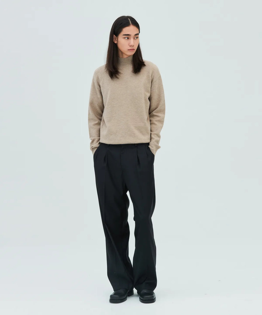 Minimal Wool Half-Neck Knit [Beige]