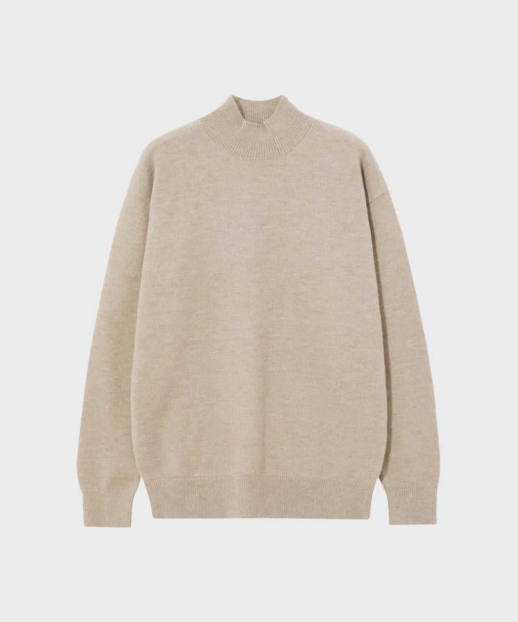 Minimal Wool Half-Neck Knit [Beige]