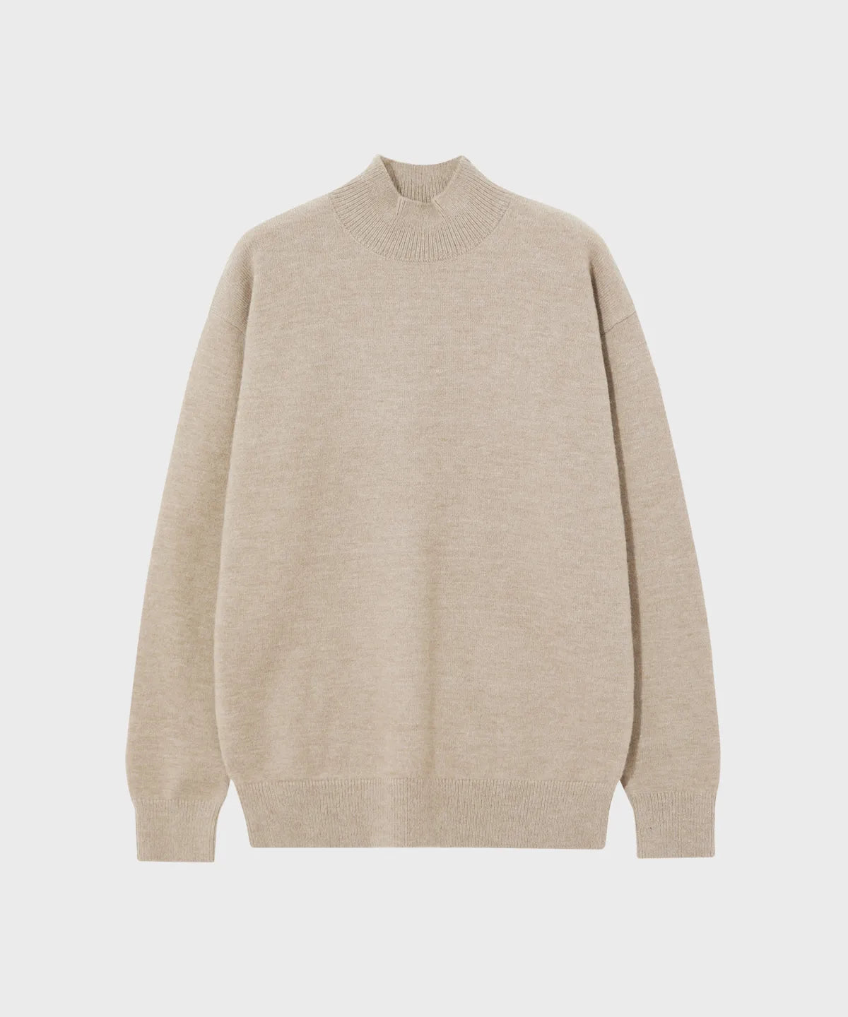 Minimal Wool Half-Neck Knit [Beige]