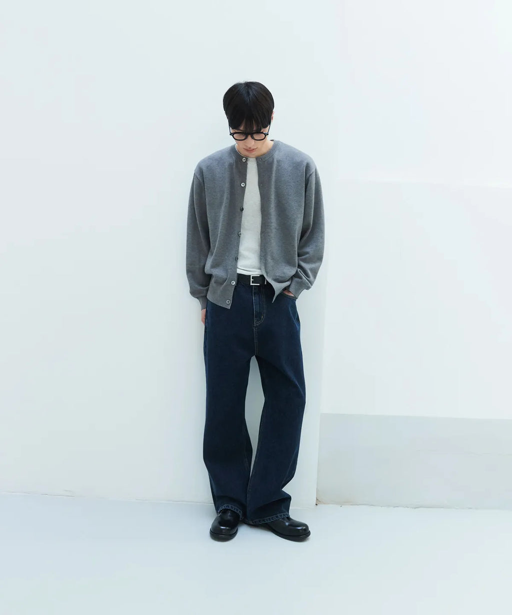 Everyday Round Knit Cardigan [Gray]