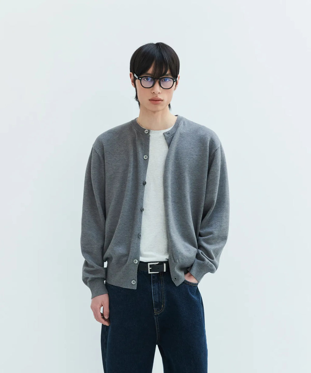 Everyday Round Knit Cardigan [Gray]