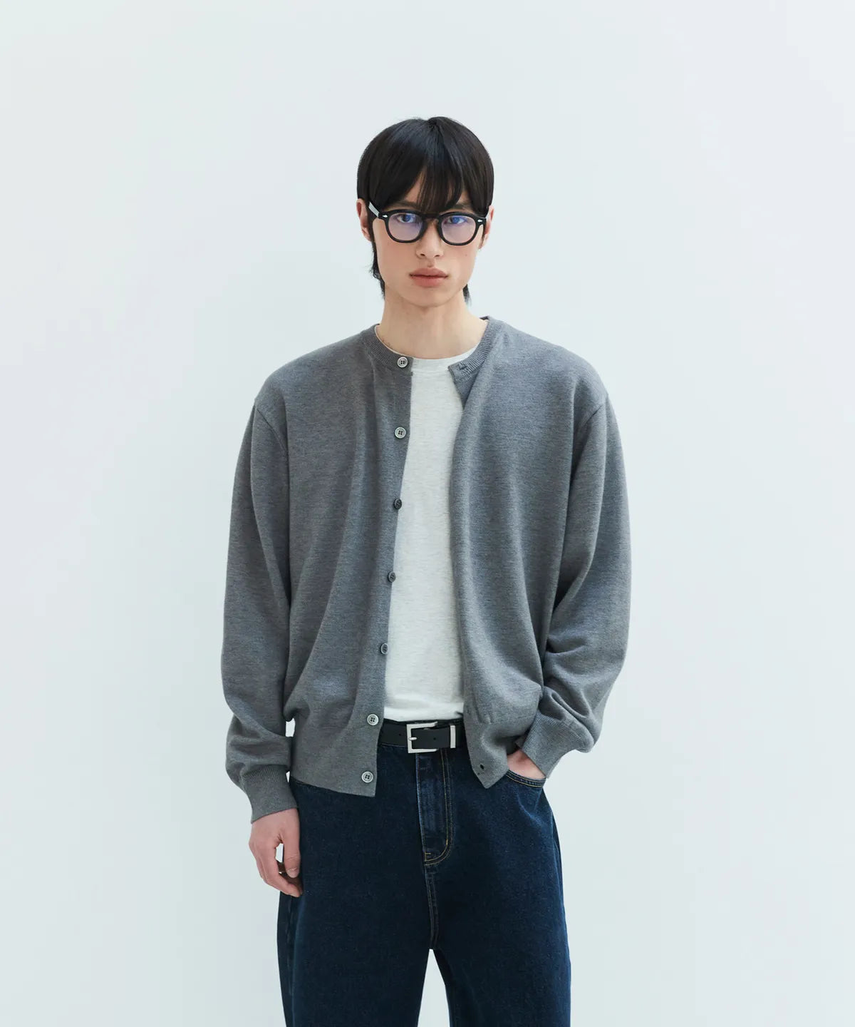 Everyday Round Knit Cardigan [Gray]